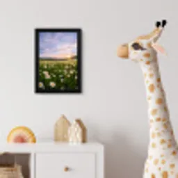 Madelief - Veld - Heuvels - Groen fotolijst zwart zonder passe partout klein -usfeer4_kinderkamer