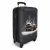 Grijze auto met grijze vlammen Koffer - NBS - Handbagage middel -productfoto_3d