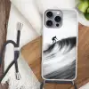 Surfer - Golf - Vervaagd - Zwart Hoesje iPhone 16 Pro Max met koord klein -sfeer4