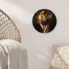 Leeuw - Zwart - Oranje - Verf Wandcirkel kunststof plaat 5mm dik klein -sfeer5