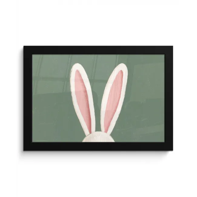 Hazen - Oren - Roze fotolijst zwart zonder passe partout klein -3d