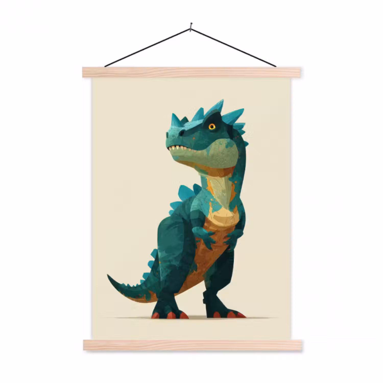Stoffbild - Stacheln - Dino - Blau - Muskulös