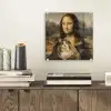 Mona Lisa - Kat - Leonardo da Vinci - Vintage - Kunstwerk - Oude meesters - Schilderij plexiglas 5mm klein -sfeer1