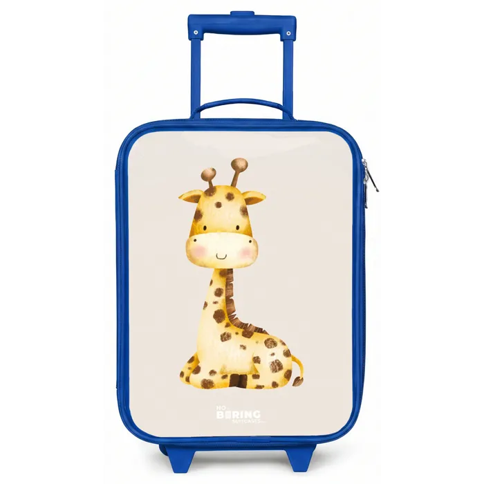 Liggende giraffe illustratie op beige achtergrond Kinderkoffer - Blauw klein -zz3dotto