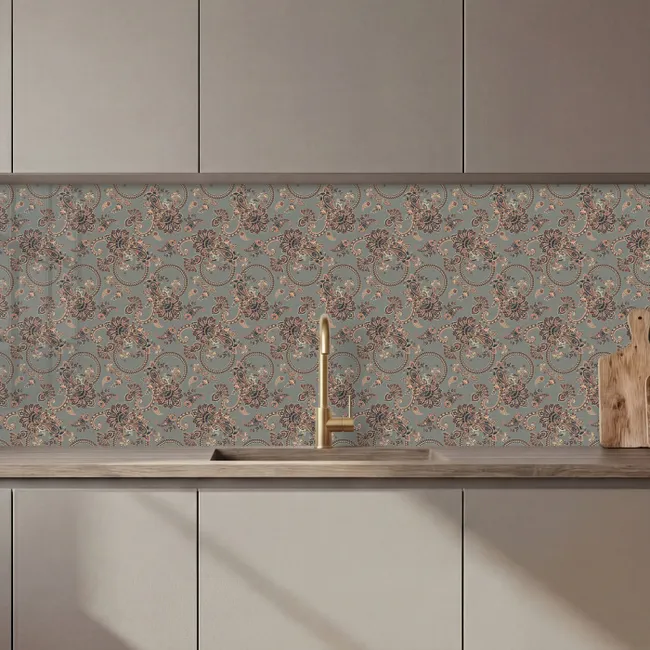 Kitchen splashback - Dark - Floral - Ornamental