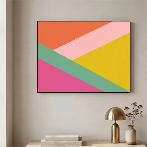 Driehoeken - Kleurrijk - Abstract Textielframe - compleet frame klein -sfeer2