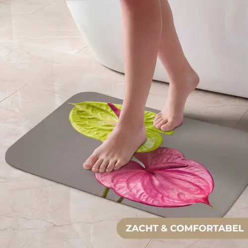 Planten - Anthurium - Groen - Roze Badmat klein -USP_ZachtNL