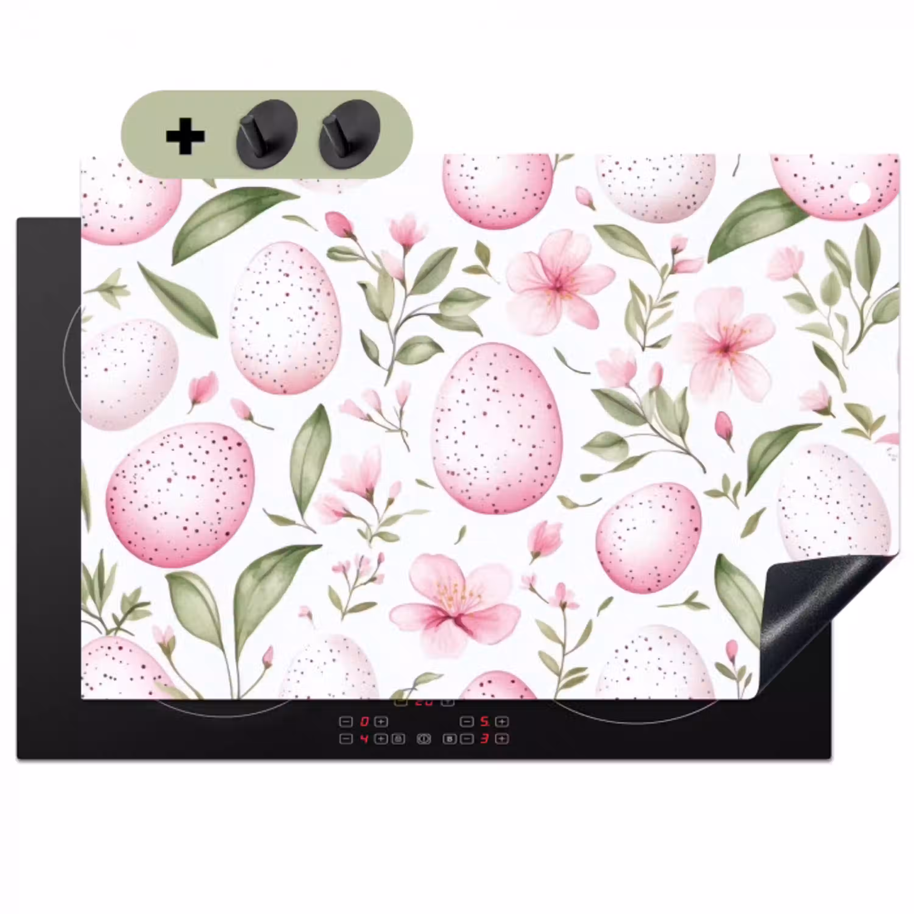 Patroon - Eieren - Roze - Pasen Inductie beschemer met haakjes klein -3d