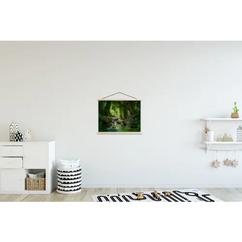 Jungle - Stenen - Water - Natuur - Planten textielposter latten blank klein -kinderkamer