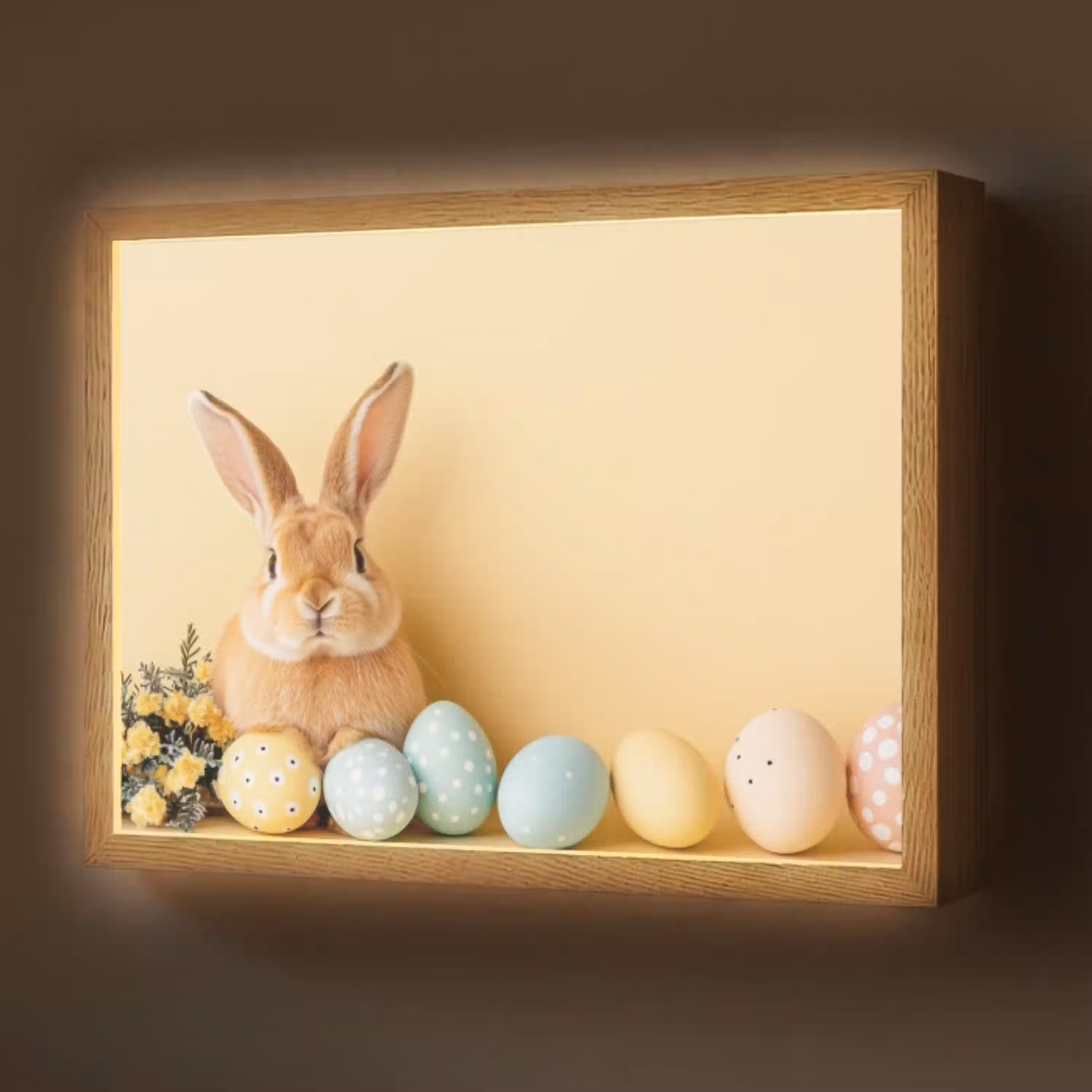 Eieren -  Konijn - Pasteltinten Light Box met batterij (Wandlamp) middel -z3d_website