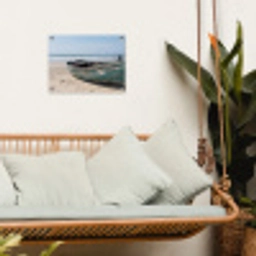 Boot - Zandstrand - Zee tuinposter los doek klein -sfeer7