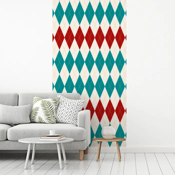 Illustratie - Ruiten - Rood - Groen fotobehang vinyl groot 64 -woonkamer