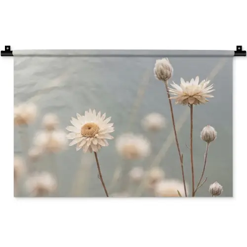 Strobloemen - Wit - Daglicht Wandkleed katoen klein -zz3d
