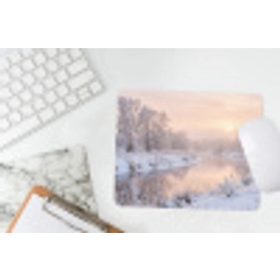 Rivier - Winter - Landschap - Sneeuw - Zonsopgang muismat rubber klein -witbureau
