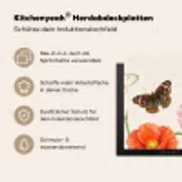 Vlinders - Klaprozen - Illustratie - Kleurrijk Inductie beschemer met haakjes klein -ky-usp-de