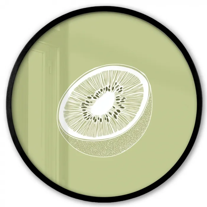 Kiwi - Lijntekening - Minimalistisch - Groen Fotolijst rond zonder passe partout klein -3d