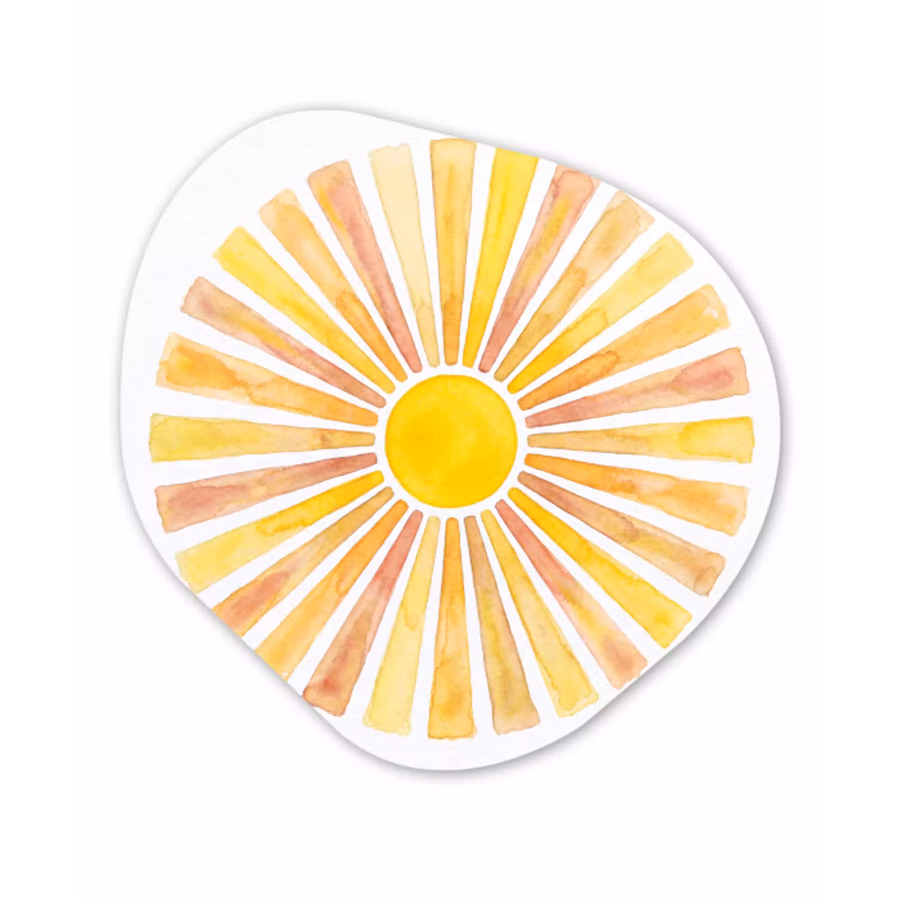 Zon - Stralen - Aquarel - Geel - Abstract Wandcirkel Organisch Forex 3mm klein -3d