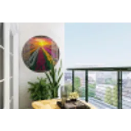 Doorkijk - Bloemen - Tulpen - Kleurrijk - Zonsondergang Wandcirkel tuinposter met ringen klein -buiten1