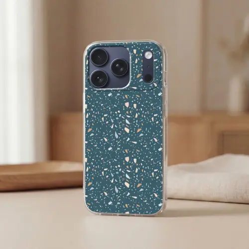 Terrazzo -  Patroon - Kleurrijk - Diep blauw Telefoonhoesje iPhone 17 Pro klein 878 -sfeer2
