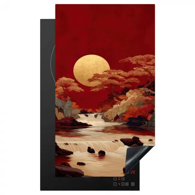 Volle maan - Landschap - Waterval Inductie beschermer vinyl 3mm middel -3d