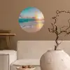 Zonsondergang - Strand - Zee - Zomer - Blauw Wandcirkel behangsticker klein -sfeer1