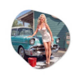 Auto - Vrouw - Groen Wandcirkel Organisch Forex 3mm klein -3d
