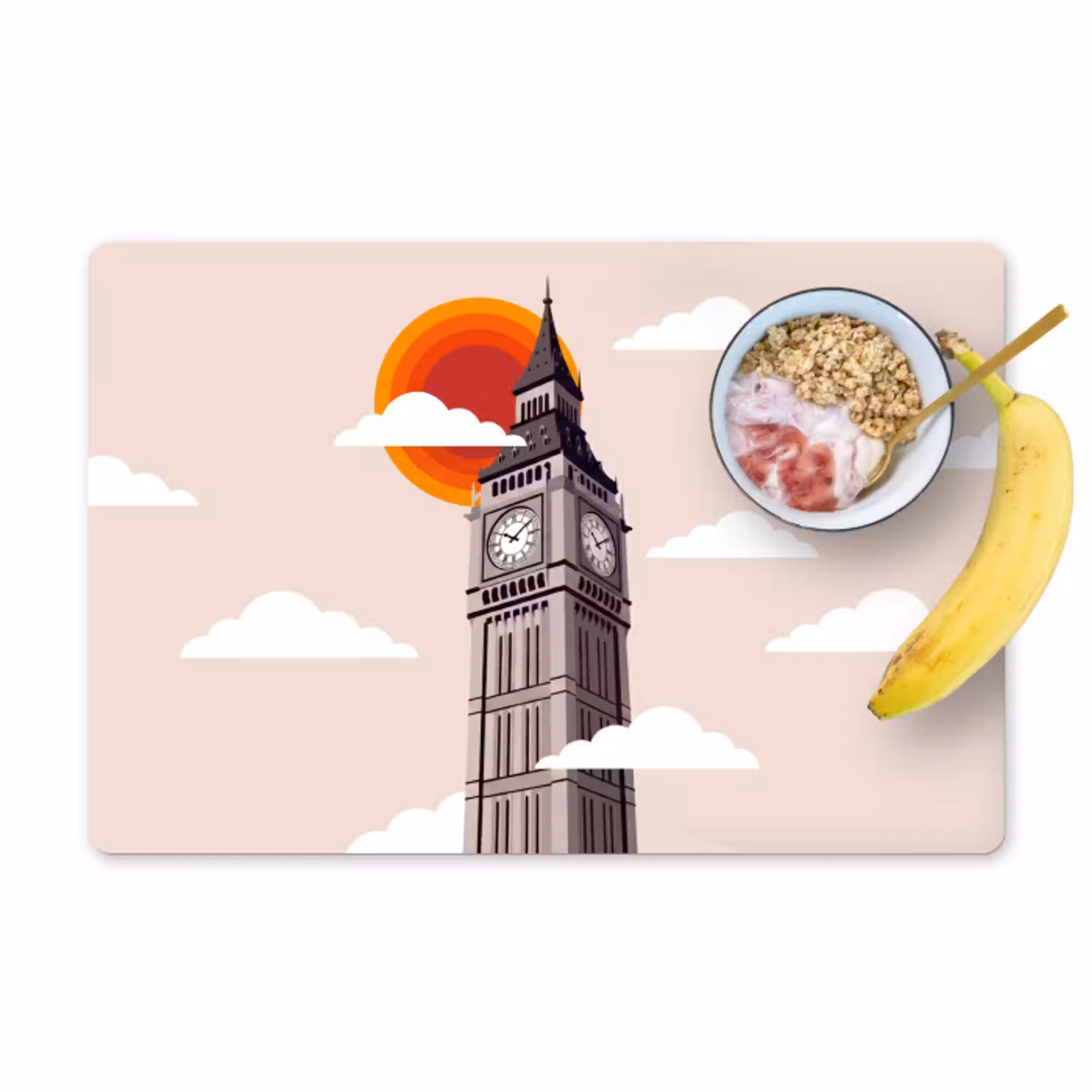 Toren - Klok - Londen - Architectuur - Retro Placemat vinyl groot -zzzproduct_Kitchenyeah-website