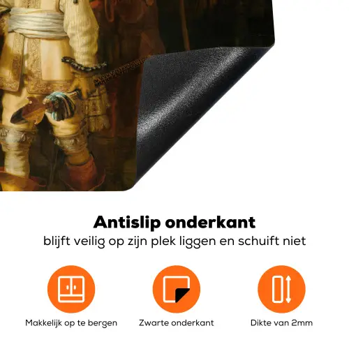De Nachtwacht - Schilderij van Rembrandt van Rijn Inductie beschermer vinyl 3mm klein -zzzzzzz-td-onderkant