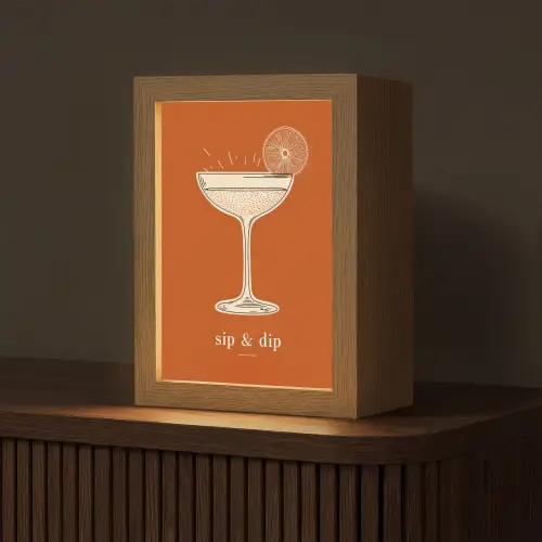Cocktail - Oranje - Zomer - Quote Light Box met kabel (Tafellamp) klein -z3d_website