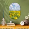 Zonnebloemen - Wolken - Natuur Wandcirkel Ovaal Forex klein -sfeer2