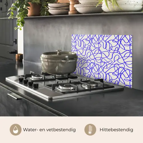 Patronen - Beige - Blauw - Lijnen keuken achterwand spatscherm klein 900 -usp_NL
