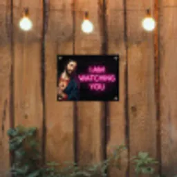 Man - Tekst - Neon tuinposter los doek klein -sfeer1
