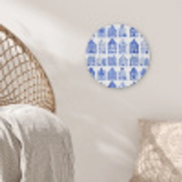 Patroon - Huizen - Blauw Akoestische PET Vilt - Rond klein 838 -sfeer4
