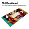 Vrouw - Gezicht - Kleurrijk Muismat XXL klein -sfeer4