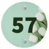 Witte tulpen - Traditioneel Naambord Rond klein -3d
