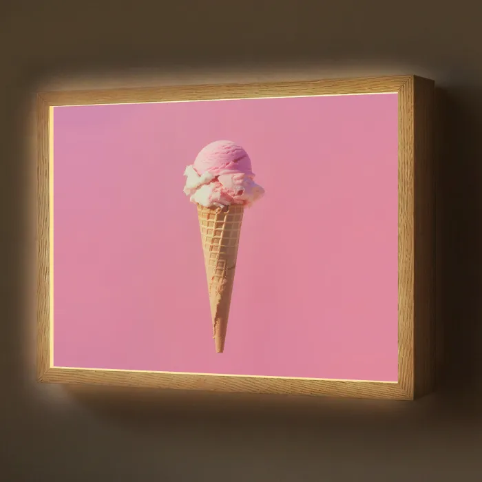 Hoorntje - Schepijs - Roze Light Box met batterij (Wandlamp) middel -z3d_website