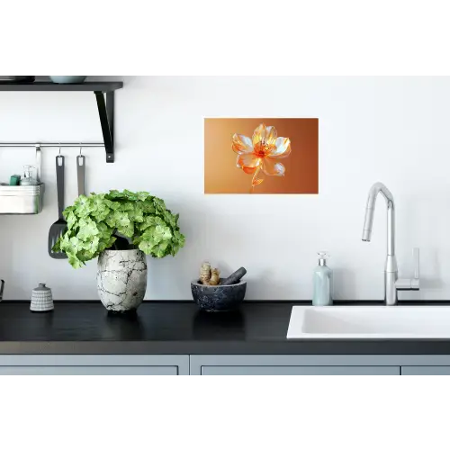 Glazen - Bloem - Oranje Muursticker klein -keuken