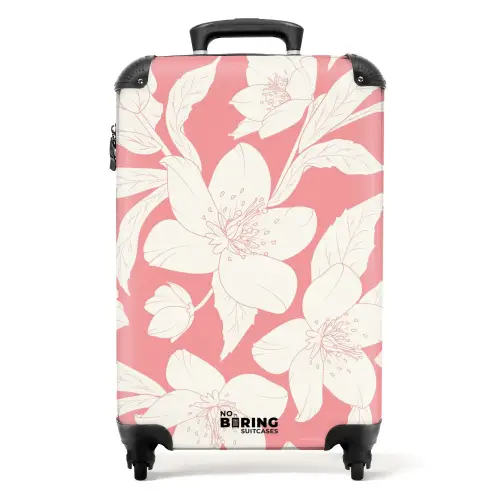 Vintage bloemen - Lichtroze NBS - Handbagage koffer - Kinderen Unisex middel -productfoto_recht
