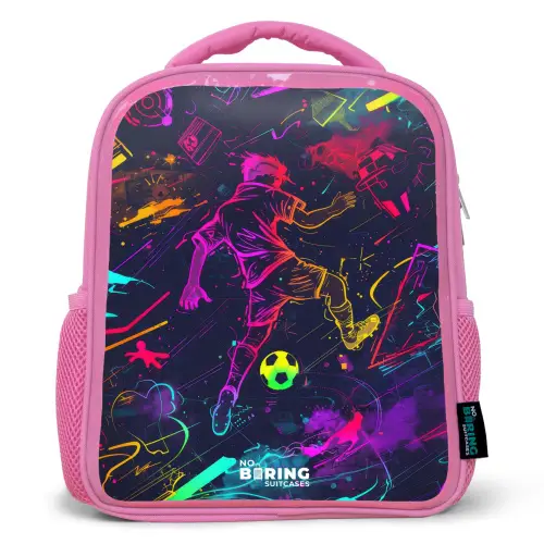 Straatvoetbal in ruimtekleuren Kinderrugzak - Roze middel -3d
