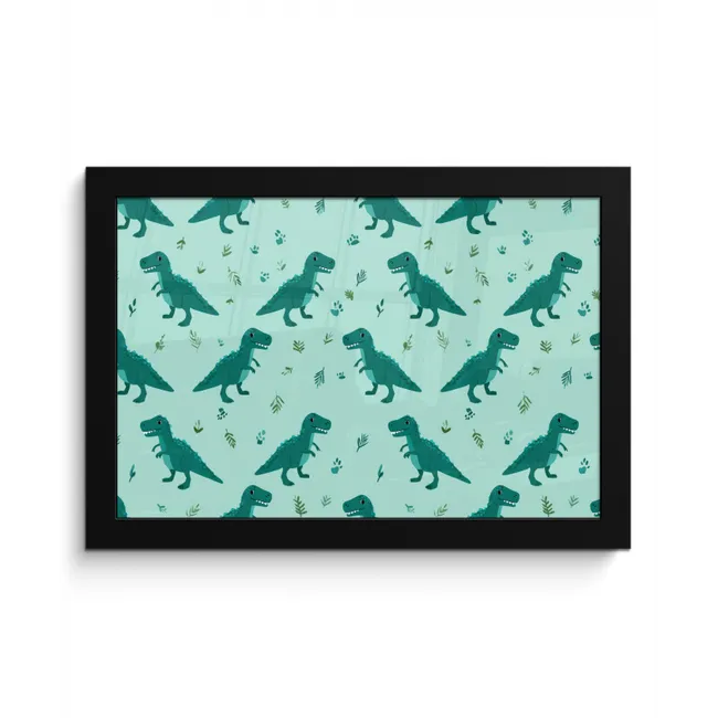 Donkergroen - Dinosaurussen - Afdrukken - Bladeren fotolijst zwart zonder passe partout klein -3d