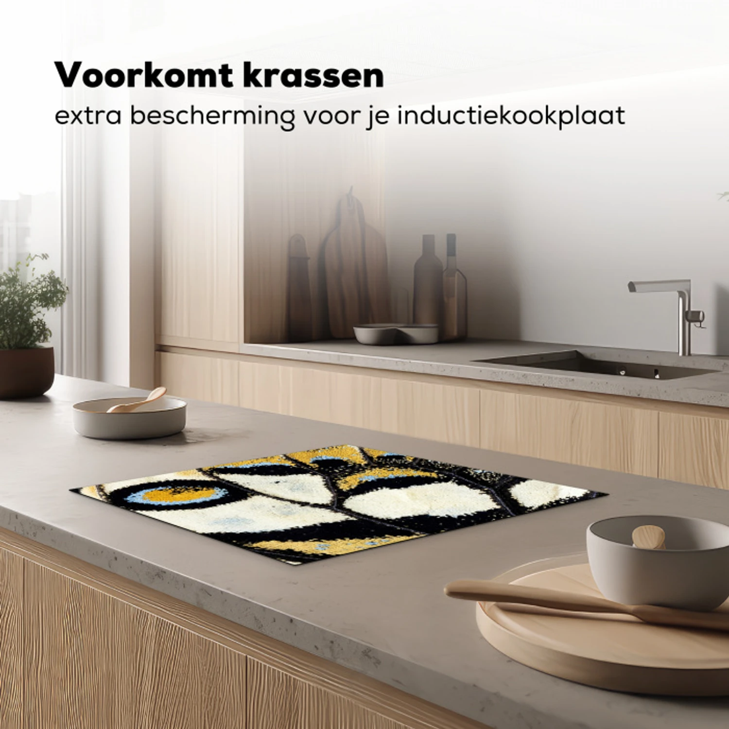 Vlinder - Vleugel - Geel Inductie beschermer vinyl 3mm middel -sfeer1