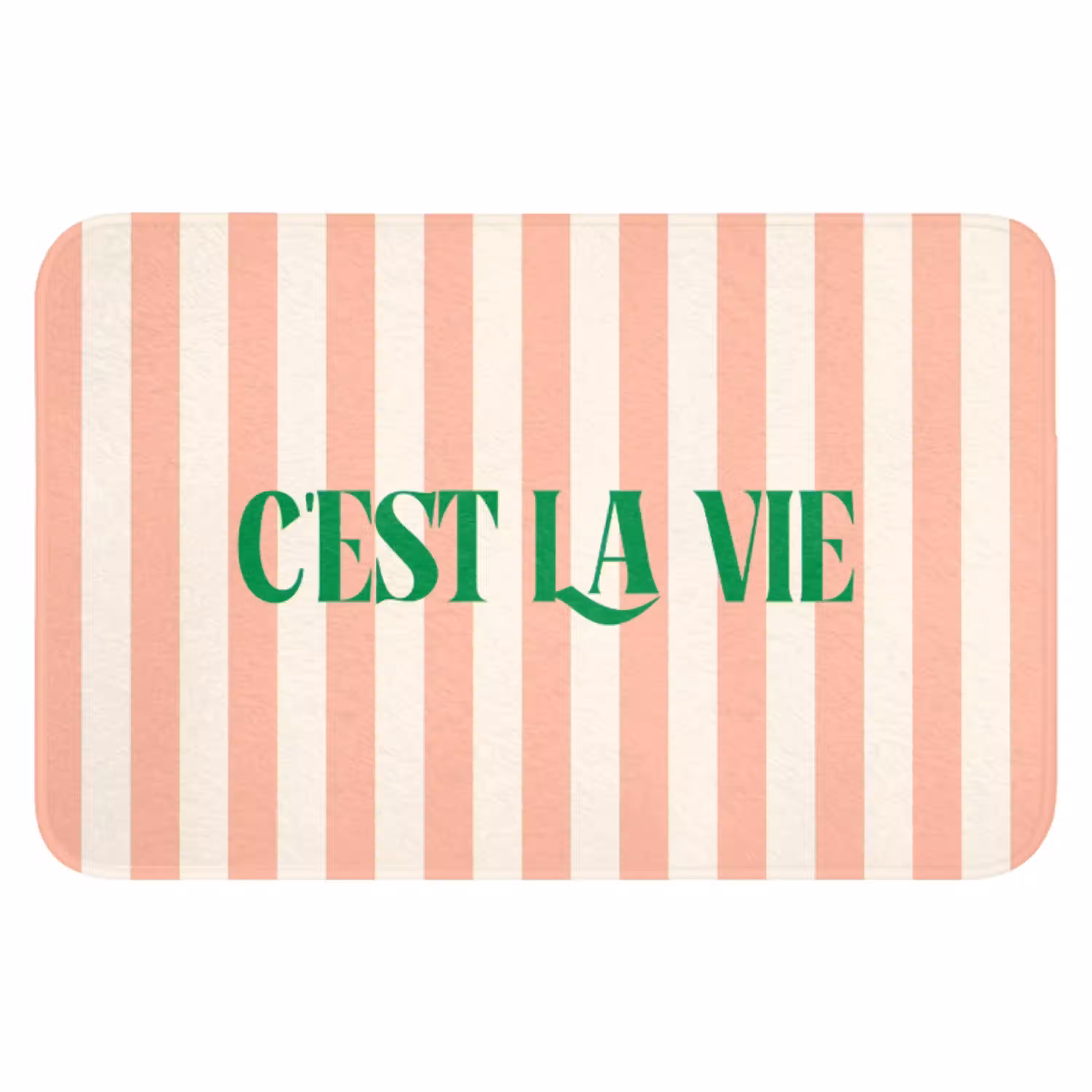 Zachtroze - Groen - Strepen - C'est La Vie WCmat klein -3d