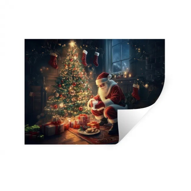 Wall Sticker - Santa - Fireplace - Dark