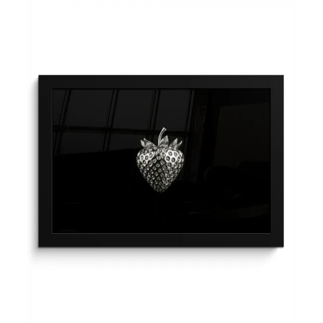 Aardbei - Zaadstructuur - Realistisch fotolijst zwart zonder passe partout klein -3d