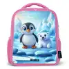 Pinguïn en ijsbeertje op ijsschotsen Kinderrugzak - Roze middel -3d