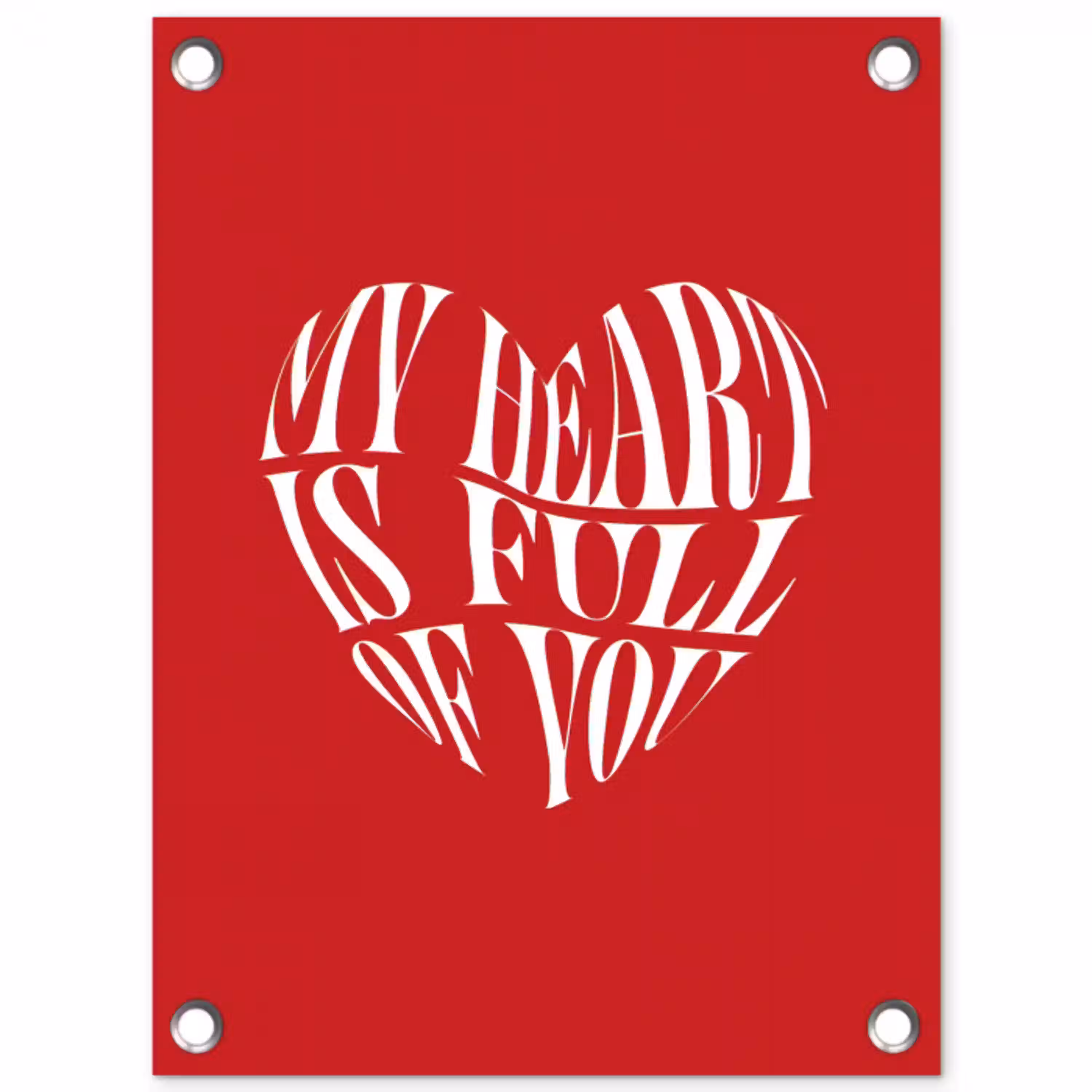 Rood - Hart- Tekst - Valentijn tuinposter los doek klein -3d