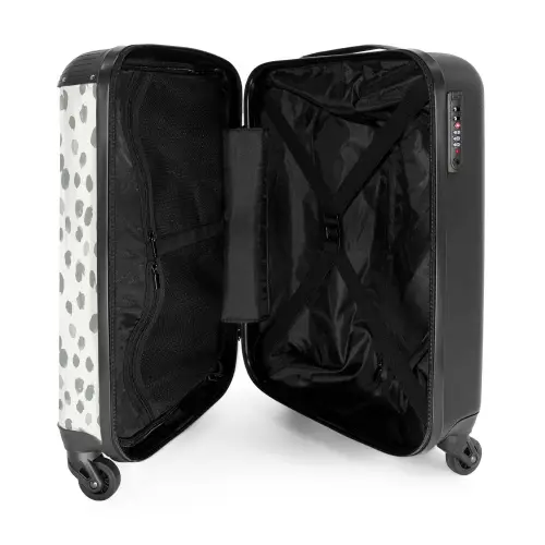 Grijze verfspatten op een gebroken wit NBS - Handbagage koffer - Kinderen Unisex middel -binnenkant