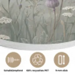 Vlinders - Wildbloemen - Illustratie - Kleurrijk Akoestische PET Vilt - Rond klein -closeup_DE