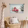 Auto - Rood - Cadeaus - Winter - Sneeuw - Kerst Wandkleed katoen klein -wsfeer5_kind