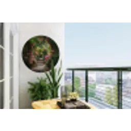 Doorkijk - Tropisch - Bloemen - Natuur Wandcirkel tuinposter met ringen klein -buiten1